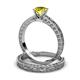 4 - Florie 1.00 ct Classic Yellow Diamond Solitaire Bridal Set Ring 