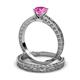 4 - Florie 0.95 ct Classic Pink Sapphire Solitaire Bridal Set Ring 