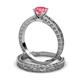 4 - Florie 0.87 ct Classic Pink Tourmaline Solitaire Bridal Set Ring 