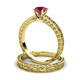 4 - Florie 1.00 ct Classic Rhodolite Garnet Solitaire Bridal Set Ring 