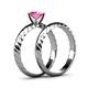 5 - Eudora 0.95 ct Classic Pink Sapphire Solitaire Bridal Set Ring 