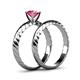 5 - Eudora 0.87 ct Classic Pink Tourmaline Solitaire Bridal Set Ring 