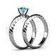5 - Eudora 0.95 ct Classic Blue Topaz Solitaire Bridal Set Ring 