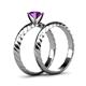 5 - Eudora 0.87 ct Classic Amethyst Solitaire Bridal Set Ring 