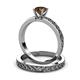 4 - Maren 1.00 ct Classic Smoky Quartz Solitaire Bridal Set Ring  