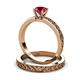 4 - Maren 0.95 ct Classic Ruby Solitaire Bridal Set Ring  
