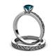 4 - Maren 1.00 ct Classic Blue Diamond Solitaire Bridal Set Ring  