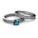 6 - Cael 0.95 ct Classic London Blue Topaz Solitaire Bridal Set Ring 