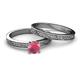 6 - Cael 1.00 ct Classic Rhodolite Garnet Solitaire Bridal Set Ring 