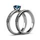 5 - Cael 1.00 ct Classic Blue Diamond Solitaire Bridal Set Ring 