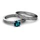 6 - Cael 1.00 ct Classic Blue Diamond Solitaire Bridal Set Ring 