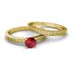 4 - Janina 0.95 ct Classic Ruby (6.00 mm) Solitaire Bridal Set Ring  