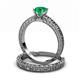 3 - Florian 0.80 ct Classic Emerald (6.00 mm) Solitaire Bridal Set Ring  