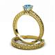 3 - Florian 0.95 ct Classic Blue Topaz (6.50 mm) Solitaire Bridal Set Ring  