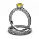3 - Florian 1.00 ct Classic Yellow Diamond (6.50 mm) Solitaire Bridal Set Ring  