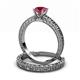 3 - Florian 1.00 ct Classic Rhodolite Garnet (6.50 mm) Solitaire Bridal Set Ring  