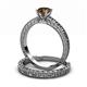 3 - Florian 1.00 ct Classic Smoky Quartz (6.50 mm) Solitaire Bridal Set Ring  