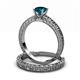 3 - Florian 1.00 ct Classic Blue Diamond (6.50 mm) Solitaire Bridal Set Ring  