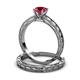 3 - Rachel 0.95 ct Classic Ruby (6.00 mm) Solitaire Bridal Set Ring  