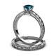 3 - Rachel 1.00 ct Classic Blue Diamond (6.50 mm) Solitaire Bridal Set Ring  