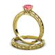 3 - Rachel 0.87 ct Classic Pink Tourmaline (6.50 mm) Solitaire Bridal Set Ring  