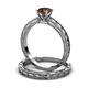 3 - Rachel 1.00 ct Classic Smoky Quartz (6.50 mm) Solitaire Bridal Set Ring  