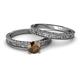 4 - Florian 1.00 ct Classic Smoky Quartz (6.50 mm) Solitaire Bridal Set Ring  
