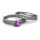 4 - Florian 0.87 ct Classic Amethyst (6.50 mm) Solitaire Bridal Set Ring  