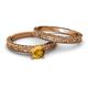 4 - Florian 0.87 ct Classic Citrine (6.50 mm) Solitaire Bridal Set Ring  