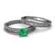 4 - Florian 0.80 ct Classic Emerald (6.00 mm) Solitaire Bridal Set Ring  