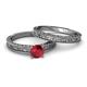 4 - Florian 0.95 ct Classic Ruby (6.00 mm) Solitaire Bridal Set Ring  