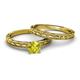 4 - Rachel 1.00 ct Classic Yellow Diamond (6.50 mm) Solitaire Bridal Set Ring  