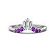 1 - Ahwa 0.35 ctw Tapered Baguette Lab Grown Diamonds Accented Round Amethyst Curved Wedding Band 