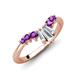 5 - Ahwa 0.35 ctw Tapered Baguette Lab Grown Diamonds Accented Round Amethyst Curved Wedding Band 