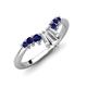 5 - Ahwa 0.40 ctw Tapered Baguette Lab Grown Diamonds Accented Round Blue Sapphire Curved Wedding Band 