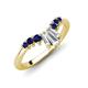 5 - Ahwa 0.40 ctw Tapered Baguette Lab Grown Diamonds Accented Round Blue Sapphire Curved Wedding Band 