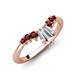 5 - Ahwa 0.40 ctw Tapered Baguette Lab Grown Diamonds Accented Round Red Garnet Curved Wedding Band 