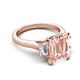 5 - Chaya 2.65 ctw Emerald shape Morganite (9x7 mm) Accented Cadillac shape Lab Grown Diamonds Three Stone Women Engagement Ring 