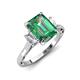 3 - Chand 2.19 ctw Emerald shape Created Alexandrite (8x6 mm) Accented Cadillac shape Lab Grown Diamonds Three Stone Women Engagement Ring 