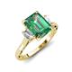 3 - Chand 2.19 ctw Emerald shape Created Alexandrite (8x6 mm) Accented Cadillac shape Lab Grown Diamonds Three Stone Women Engagement Ring 