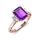 3 - Chand 1.69 ctw Emerald shape Amethyst (8x6 mm) Accented Cadillac shape Lab Grown Diamonds Three Stone Women Engagement Ring 