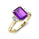 3 - Chand 1.69 ctw Emerald shape Amethyst (8x6 mm) Accented Cadillac shape Lab Grown Diamonds Three Stone Women Engagement Ring 