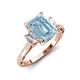 3 - Chand 1.64 ctw Emerald shape Aquamarine (8x6 mm) Accented Cadillac shape Lab Grown Diamonds Three Stone Women Engagement Ring 