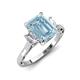 3 - Chand 1.64 ctw Emerald shape Aquamarine (8x6 mm) Accented Cadillac shape Lab Grown Diamonds Three Stone Women Engagement Ring 