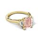 5 - Chand 1.64 ctw Emerald shape Morganite (8x6 mm) Accented Cadillac shape Lab Grown Diamonds Three Stone Women Engagement Ring 