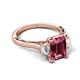 5 - Chand 1.89 ctw Emerald shape Pink Tourmaline (8x6 mm) Accented Cadillac shape Lab Grown Diamonds Three Stone Women Engagement Ring 