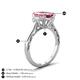 4 - Chand 1.89 ctw Emerald shape Pink Tourmaline (8x6 mm) Accented Cadillac shape Lab Grown Diamonds Three Stone Women Engagement Ring 