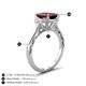 4 - Chand 2.19 ctw Emerald shape Red Garnet (8x6 mm) Accented Cadillac shape Lab Grown Diamonds Three Stone Women Engagement Ring 