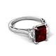 5 - Chand 2.19 ctw Emerald shape Red Garnet (8x6 mm) Accented Cadillac shape Lab Grown Diamonds Three Stone Women Engagement Ring 