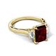 5 - Chand 2.19 ctw Emerald shape Red Garnet (8x6 mm) Accented Cadillac shape Lab Grown Diamonds Three Stone Women Engagement Ring 